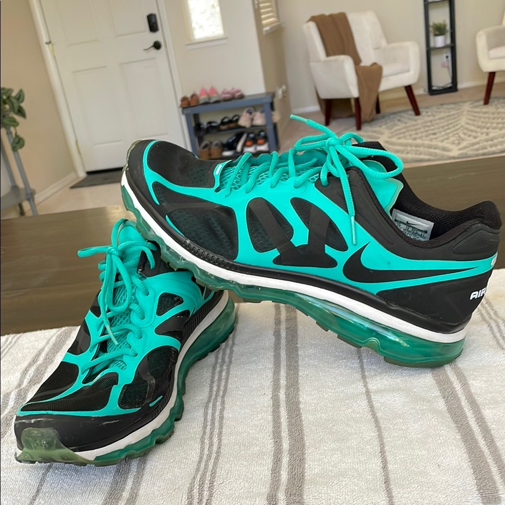 Men's Nike Air Max + 2012 Green / Black Running Sneakers 487982-004 size 13